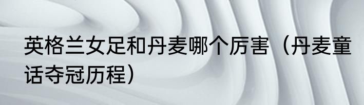 英格兰女足和丹麦哪个厉害（丹麦童话夺冠历程）