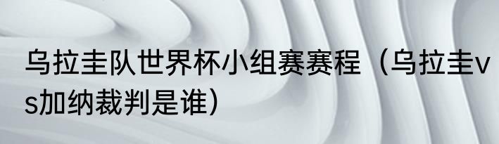 乌拉圭队世界杯小组赛赛程（乌拉圭vs加纳裁判是谁）