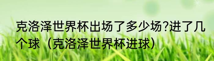 克洛泽世界杯出场了多少场?进了几个球（克洛泽世界杯进球）