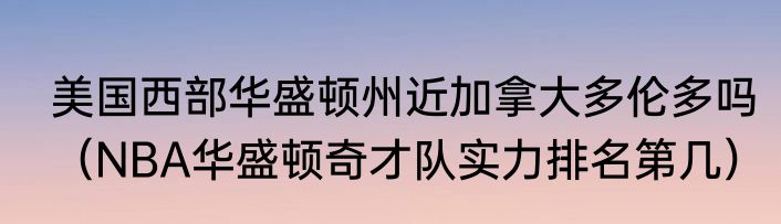 美国西部华盛顿州近加拿大多伦多吗（NBA华盛顿奇才队实力排名第几）