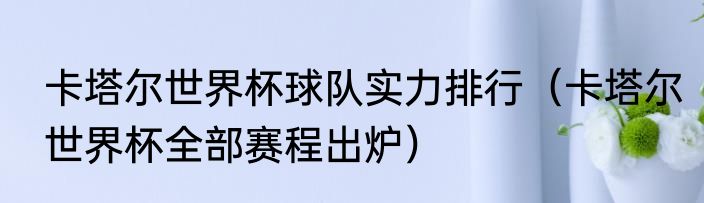 卡塔尔世界杯球队实力排行（卡塔尔世界杯全部赛程出炉）