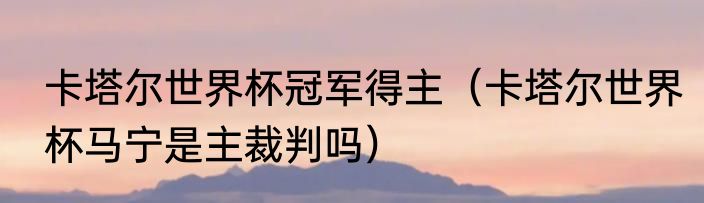 卡塔尔世界杯冠军得主（卡塔尔世界杯马宁是主裁判吗）