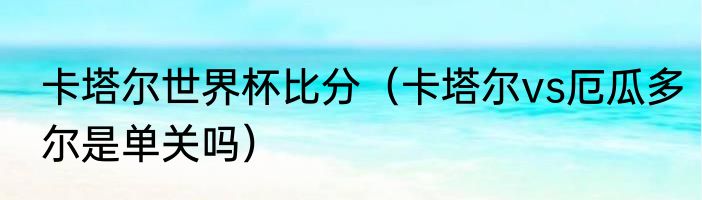 卡塔尔世界杯比分（卡塔尔vs厄瓜多尔是单关吗）