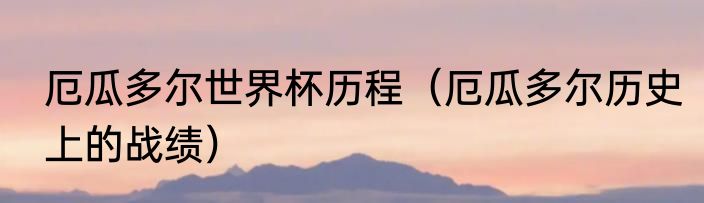 厄瓜多尔世界杯历程（厄瓜多尔历史上的战绩）