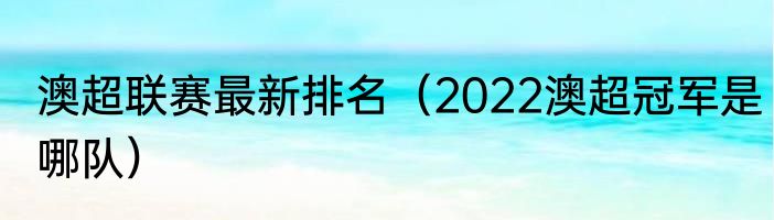 澳超联赛最新排名（2022澳超冠军是哪队）