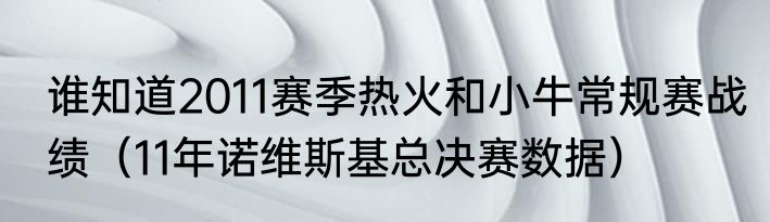 谁知道2011赛季热火和小牛常规赛战绩（11年诺维斯基总决赛数据）