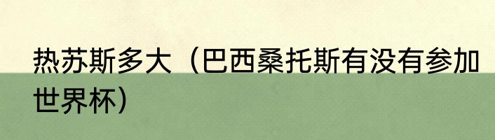热苏斯多大（巴西桑托斯有没有参加世界杯）