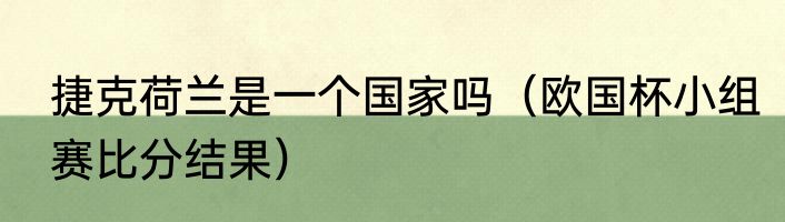 捷克荷兰是一个国家吗（欧国杯小组赛比分结果）