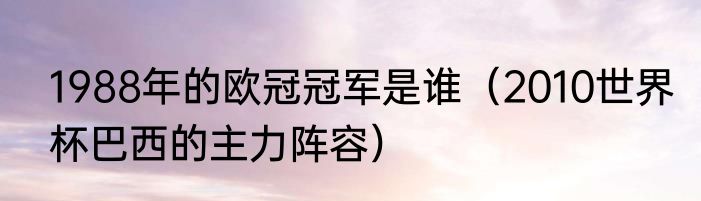 1988年的欧冠冠军是谁（2010世界杯巴西的主力阵容）