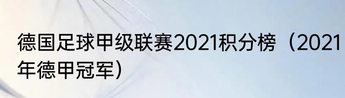 德国足球甲级联赛2021积分榜（2021年德甲冠军）