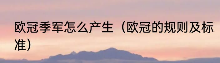 欧冠季军怎么产生（欧冠的规则及标准）