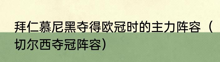 拜仁慕尼黑夺得欧冠时的主力阵容（切尔西夺冠阵容）