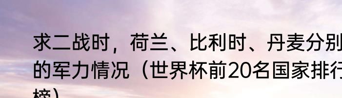 求二战时，荷兰、比利时、丹麦分别的军力情况（世界杯前20名国家排行榜）
