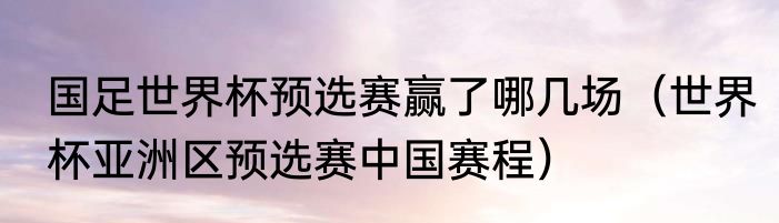 国足世界杯预选赛赢了哪几场（世界杯亚洲区预选赛中国赛程）