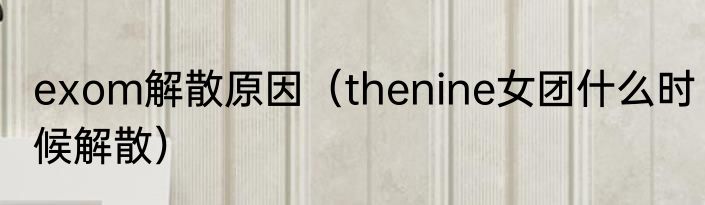 exom解散原因（thenine女团什么时候解散）