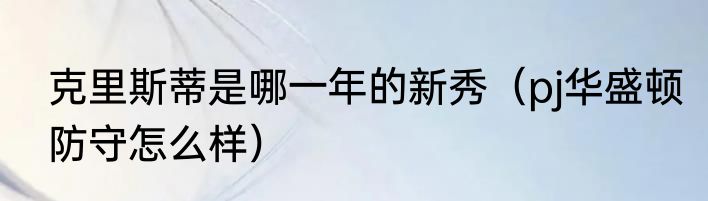 克里斯蒂是哪一年的新秀（pj华盛顿防守怎么样）