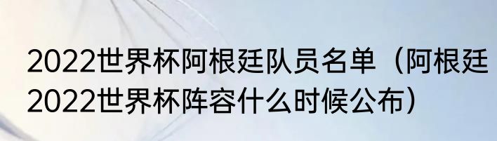 2022世界杯阿根廷队员名单（阿根廷2022世界杯阵容什么时候公布）