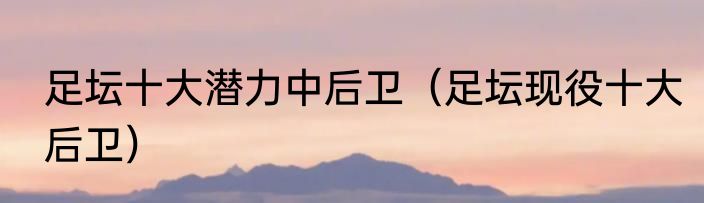 足坛十大潜力中后卫（足坛现役十大后卫）