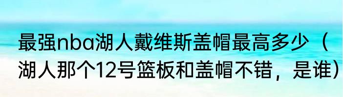 最强nba湖人戴维斯盖帽最高多少（湖人那个12号篮板和盖帽不错，是谁）