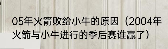05年火箭败给小牛的原因（2004年火箭与小牛进行的季后赛谁赢了）