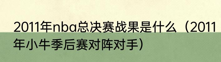 2011年nba总决赛战果是什么（2011年小牛季后赛对阵对手）