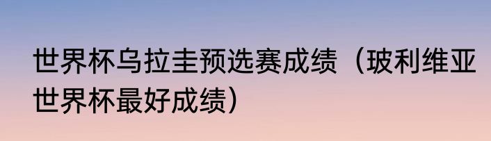 世界杯乌拉圭预选赛成绩（玻利维亚世界杯最好成绩）