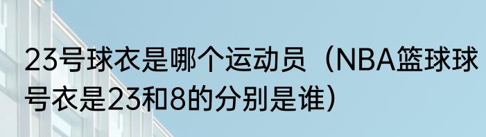23号球衣是哪个运动员（NBA篮球球号衣是23和8的分别是谁）