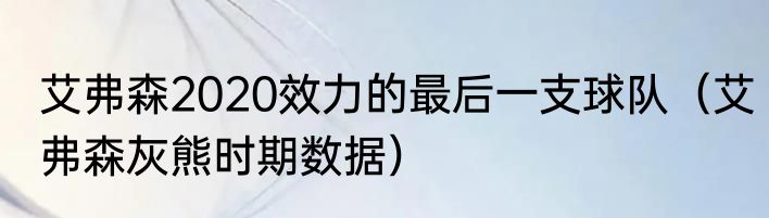 艾弗森2020效力的最后一支球队（艾弗森灰熊时期数据）