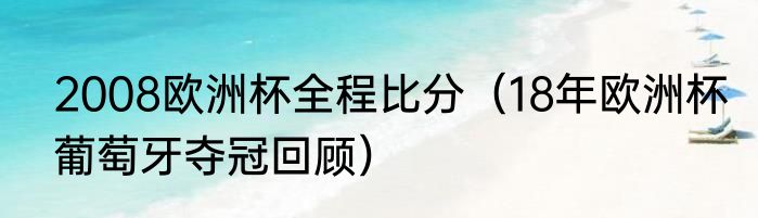 2008欧洲杯全程比分（18年欧洲杯葡萄牙夺冠回顾）