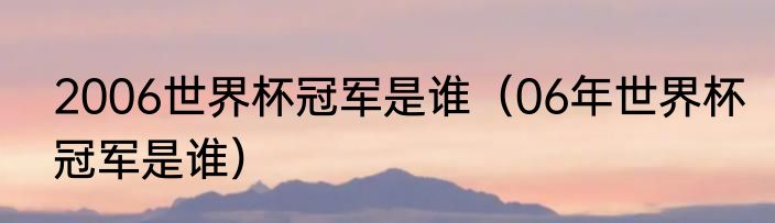 2006世界杯冠军是谁（06年世界杯冠军是谁）