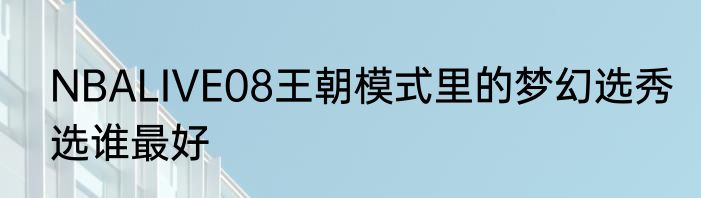 NBALIVE08王朝模式里的梦幻选秀选谁最好