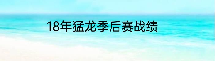 18年猛龙季后赛战绩