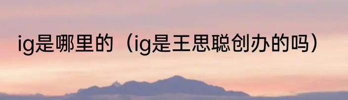 ig是哪里的（ig是王思聪创办的吗）