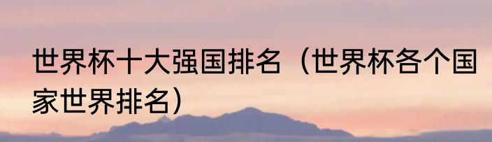 世界杯十大强国排名（世界杯各个国家世界排名）