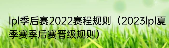 lpl季后赛2022赛程规则（2023lpl夏季赛季后赛晋级规则）