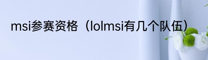 msi参赛资格（lolmsi有几个队伍）