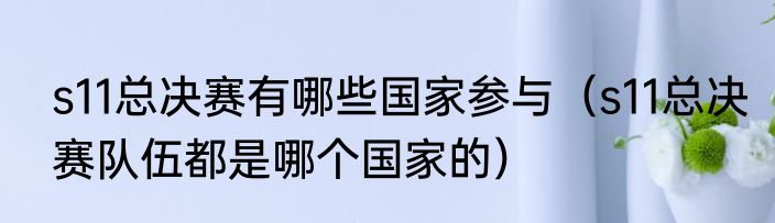 s11总决赛有哪些国家参与（s11总决赛队伍都是哪个国家的）