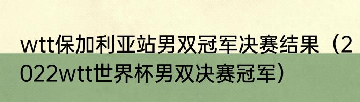 wtt保加利亚站男双冠军决赛结果（2022wtt世界杯男双决赛冠军）