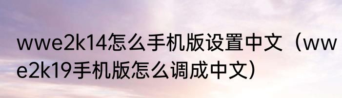 wwe2k14怎么手机版设置中文（wwe2k19手机版怎么调成中文）