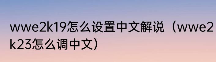 wwe2k19怎么设置中文解说（wwe2k23怎么调中文）