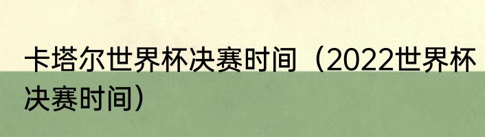卡塔尔世界杯决赛时间（2022世界杯决赛时间）