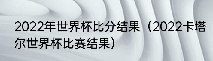 2022年世界杯比分结果(2022卡塔尔世界杯比赛结果)