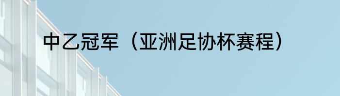 中乙冠军（亚洲足协杯赛程）