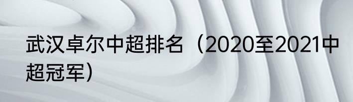 武汉卓尔中超排名（2020至2021中超冠军）
