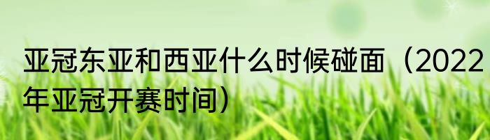 亚冠东亚和西亚什么时候碰面（2022年亚冠开赛时间）