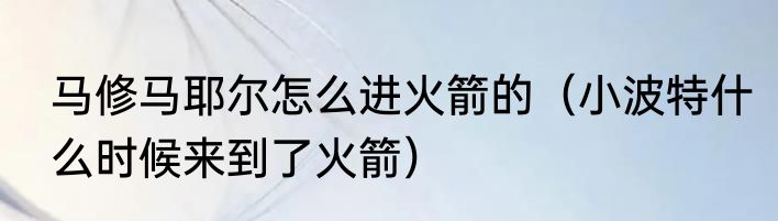马修马耶尔怎么进火箭的（小波特什么时候来到了火箭）