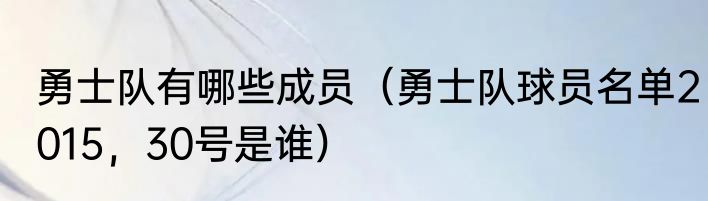 勇士队有哪些成员（勇士队球员名单2015，30号是谁）