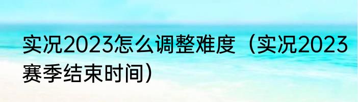 实况2023怎么调整难度（实况2023赛季结束时间）