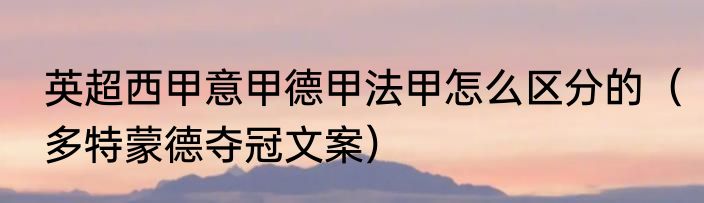 英超西甲意甲德甲法甲怎么区分的（多特蒙德夺冠文案）