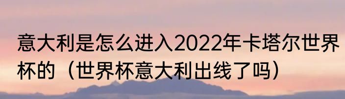 意大利是怎么进入2022年卡塔尔世界杯的（世界杯意大利出线了吗）